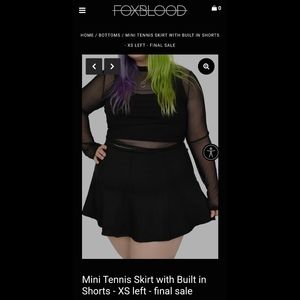 Foxblood mini tennis skirt with built in shorts